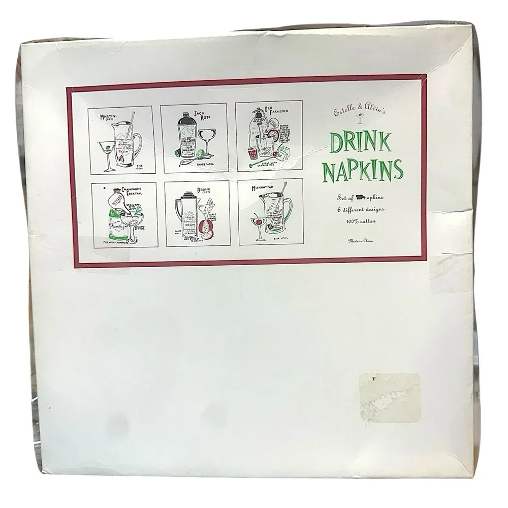 Estelle & Alvin's Restoration Hardware Cocktail Recipe Napkins 8.5